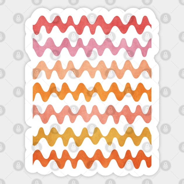 Abstract Waves Pink Orange Sticker by FAROSSTUDIO